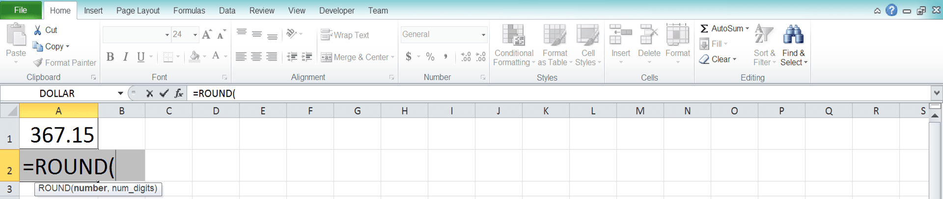 How to Use Excel ROUND Function - Screenshot of Step 2