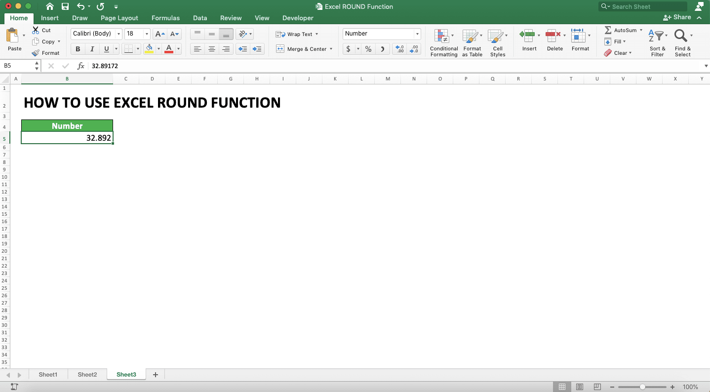 How to Use Excel ROUND Function - Screenshot of the Result of the Format Cells Menu Usage for Rounding Decimals