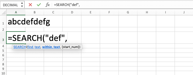 How to Use the SEARCH Function in Excel: Usabilities, Examples, and Writing Steps - Screenshot of Step 3