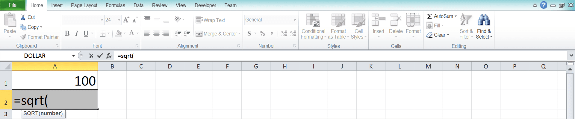 How to Use Excel SQRT Function: Usability, Examples, and Writing Steps - Screenshot of Step 2
