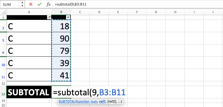 How to Use the SUBTOTAL Formula in Excel: Functions, Examples, and Writing Steps - Screenshot of Step 4