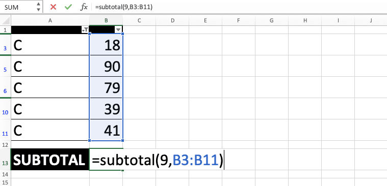 How to Use the SUBTOTAL Formula in Excel: Functions, Examples, and Writing Steps - Screenshot of Step 5