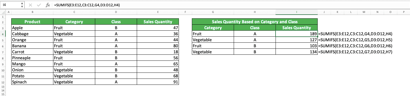 SUM Formula in Excel: Functions, Examples and How to Use - Screenshot of the SUMIFS Implementation Example