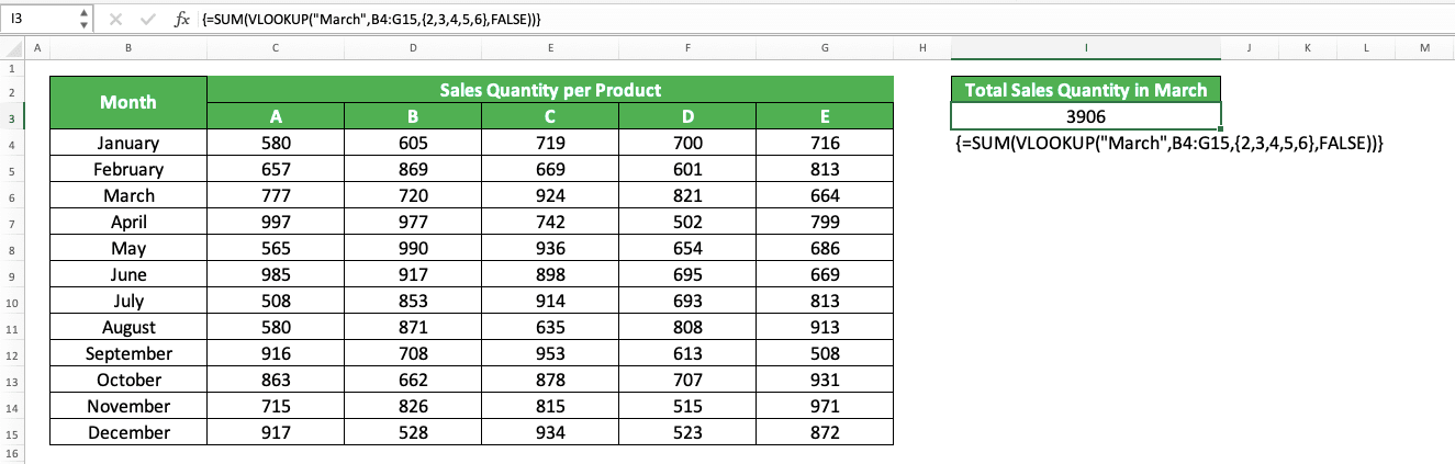 SUM Formula in Excel: Functions, Examples and How to Use - Screenshot of the SUM and VLOOKUP Combination Implementation Example