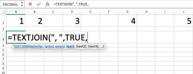 TEXTJOIN Excel Formula - Screenshot of Step 4