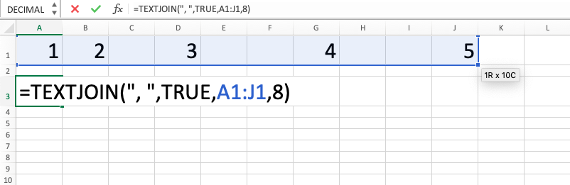 TEXTJOIN Excel Formula - Screenshot of Step 7