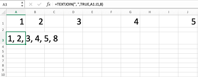 TEXTJOIN Excel Formula - Screenshot of Step 9