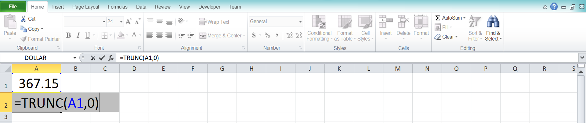 TRUNC Excel Formula - Screenshot of Step 5