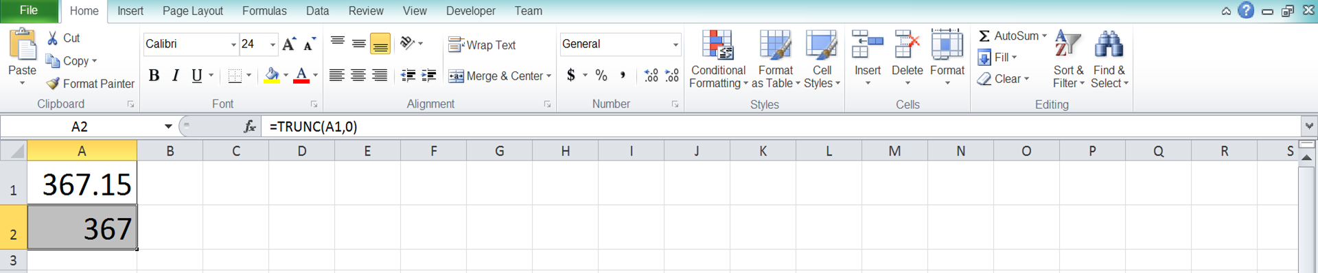 TRUNC Excel Formula - Screenshot of Step 7