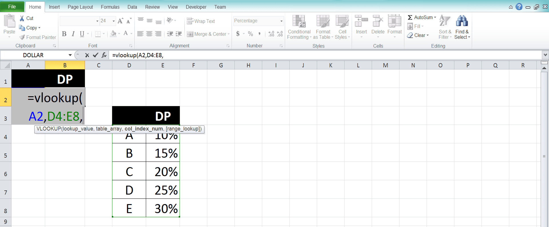 VLOOKUP and HLOOKUP in Excel: Functions, Examples, and How to Use - Screenshot of Step 4 (VLOOKUP)