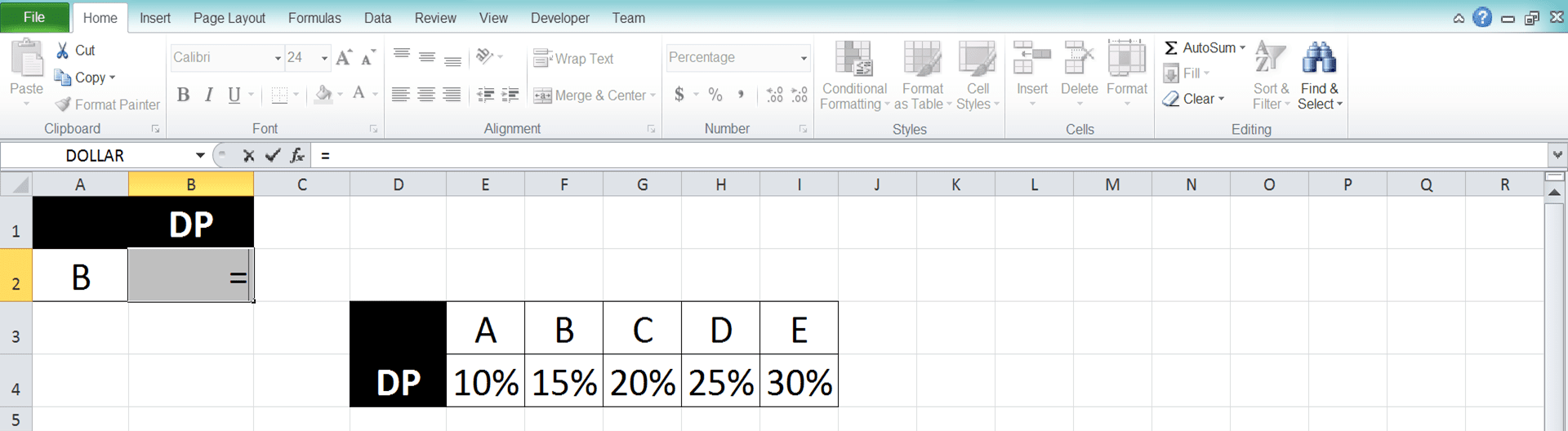VLOOKUP and HLOOKUP in Excel: Functions, Examples, and How to Use - Screenshot of Step 1 (HLOOKUP)