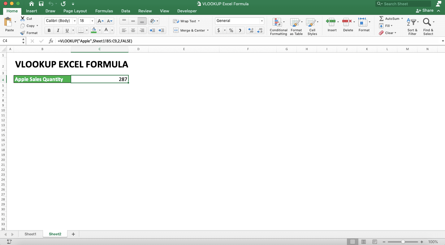 How to Use VLOOKUP Excel Formula - Screenshot of VLOOKUP With a Reference Table on a Different Sheet Example 2