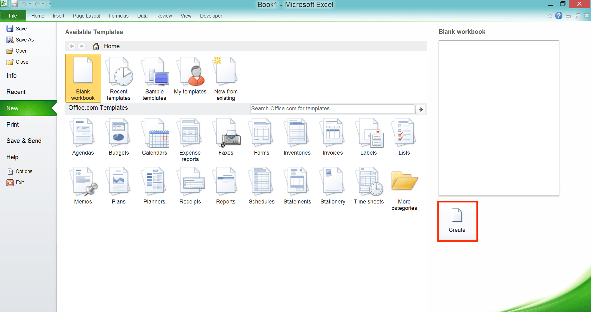 The Right Steps to Create a New Excel File are … - Screenshot of Step 1-4