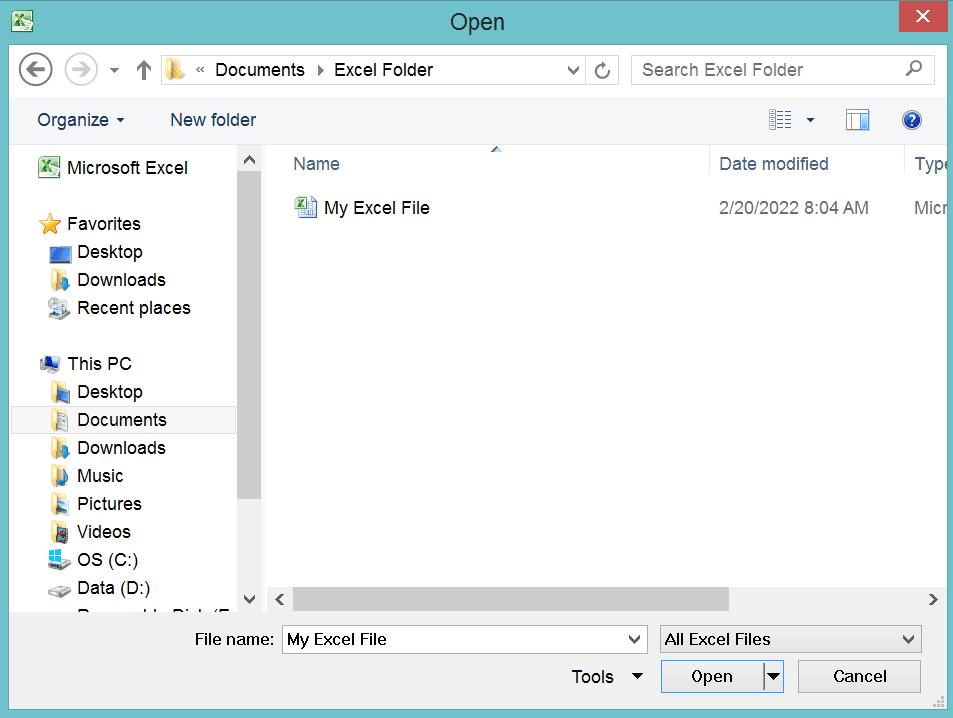 The Right Steps to Open an Excel File are … - Screenshot of Step 1-4