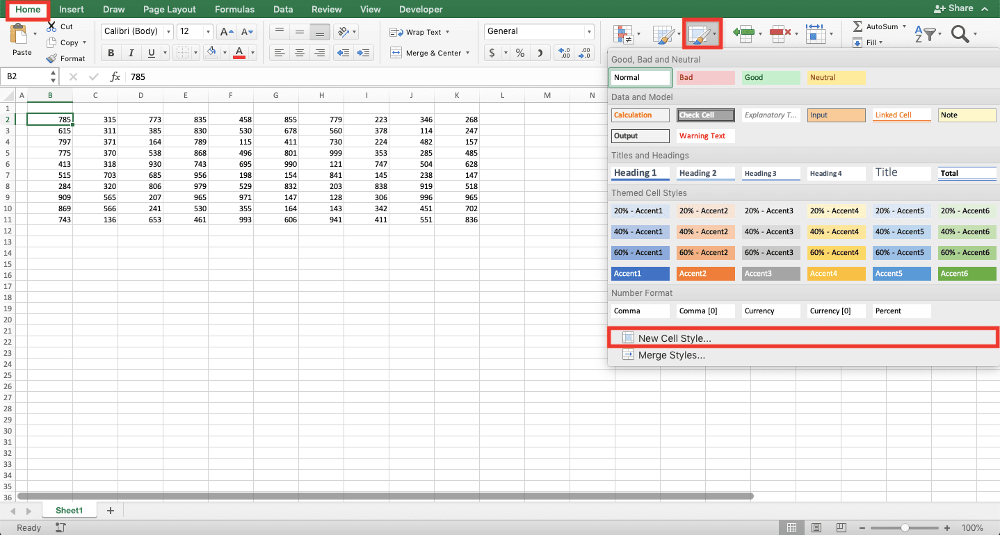 How to Add Borders in Excel - Screenshot of Creating and Saving a Custom Border Style, Step 1