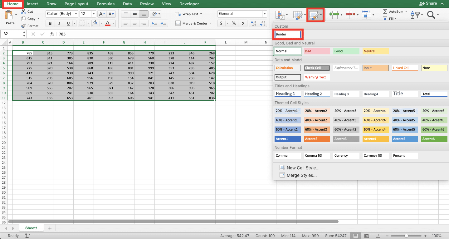 How to Add Borders in Excel - Screenshot of Creating and Saving a Custom Border Style, Step 7-1