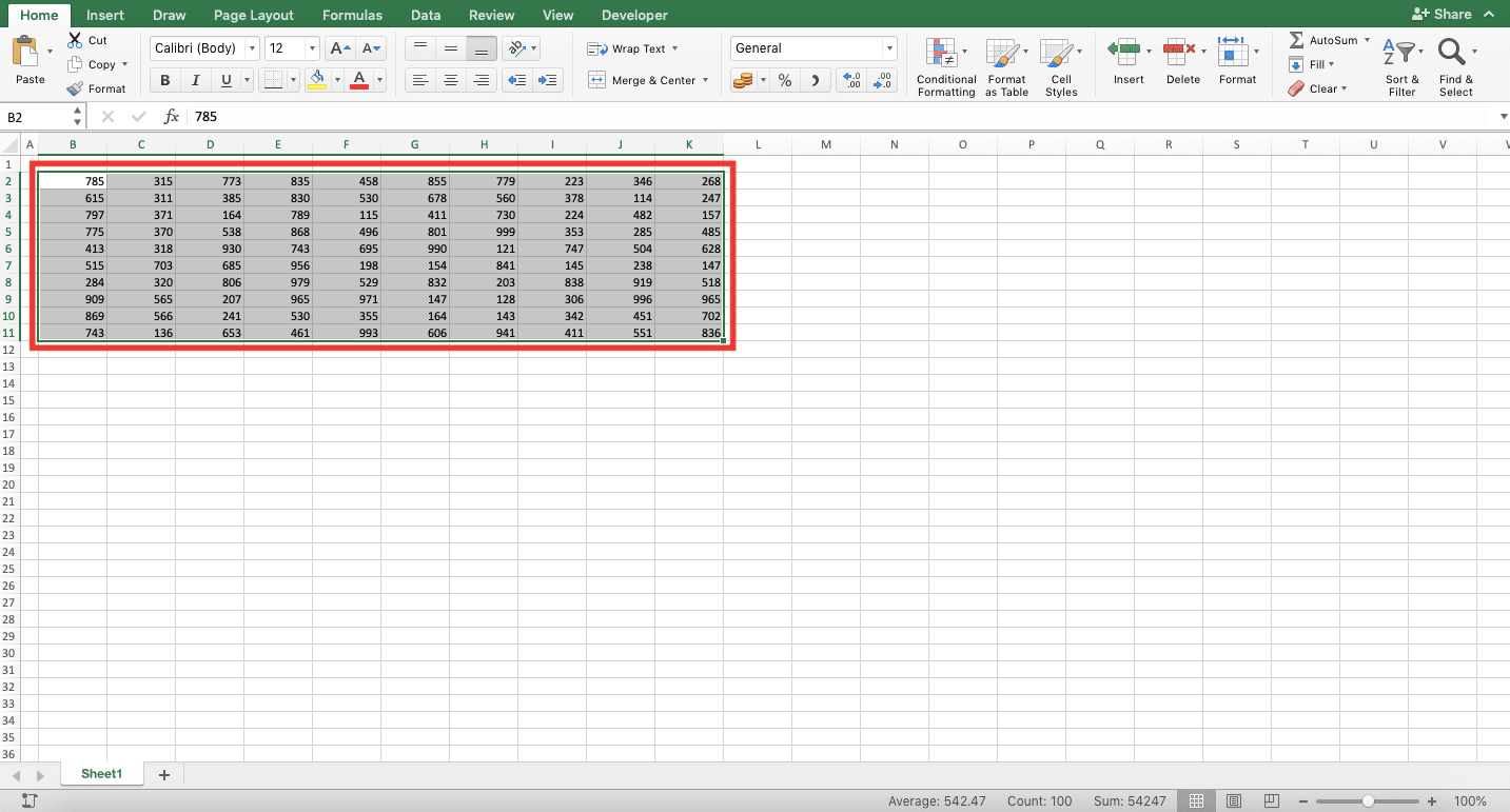 How to Add Borders in Excel - Screenshot of Step 1-1