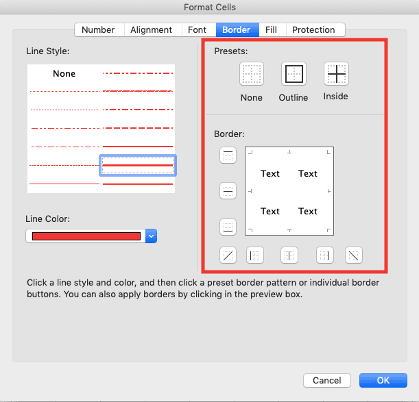 How to Add Borders in Excel - Screenshot of Step 3-5