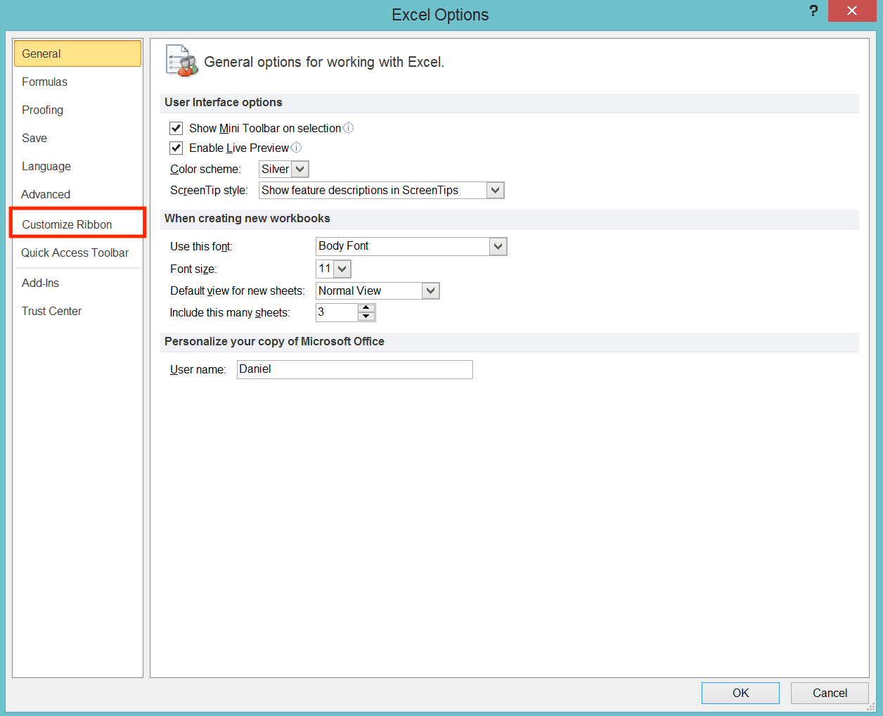 How to Add the Developer Tab in Excel - Screenshot of Step 2