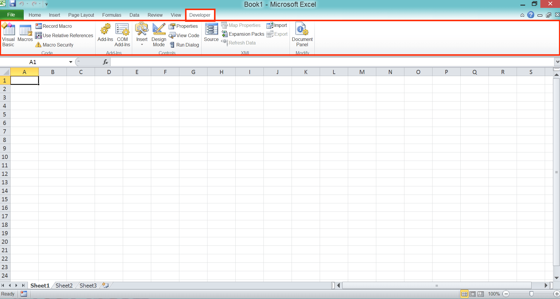 How to Add the Developer Tab in Excel - Screenshot of the Developer Tab Interface Example