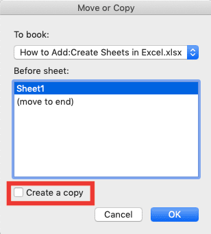 How to Add/Create Sheets in Excel - Screenshot of the Copy Method, Step 2