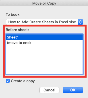 How to Add/Create Sheets in Excel - Screenshot of the Copy Method, Step 3