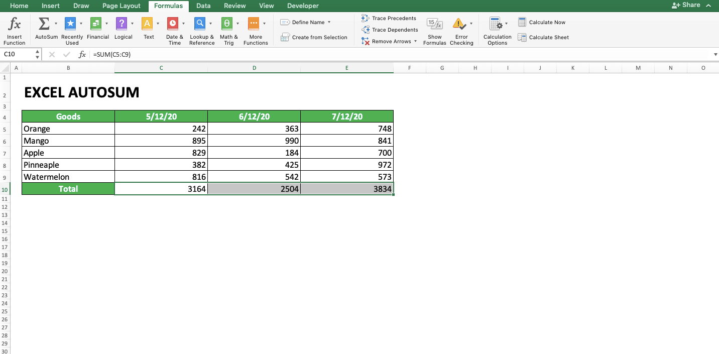 How to Use AutoSum in Excel and Its Usability - Screenshot of Tips for AutoSum 1-2