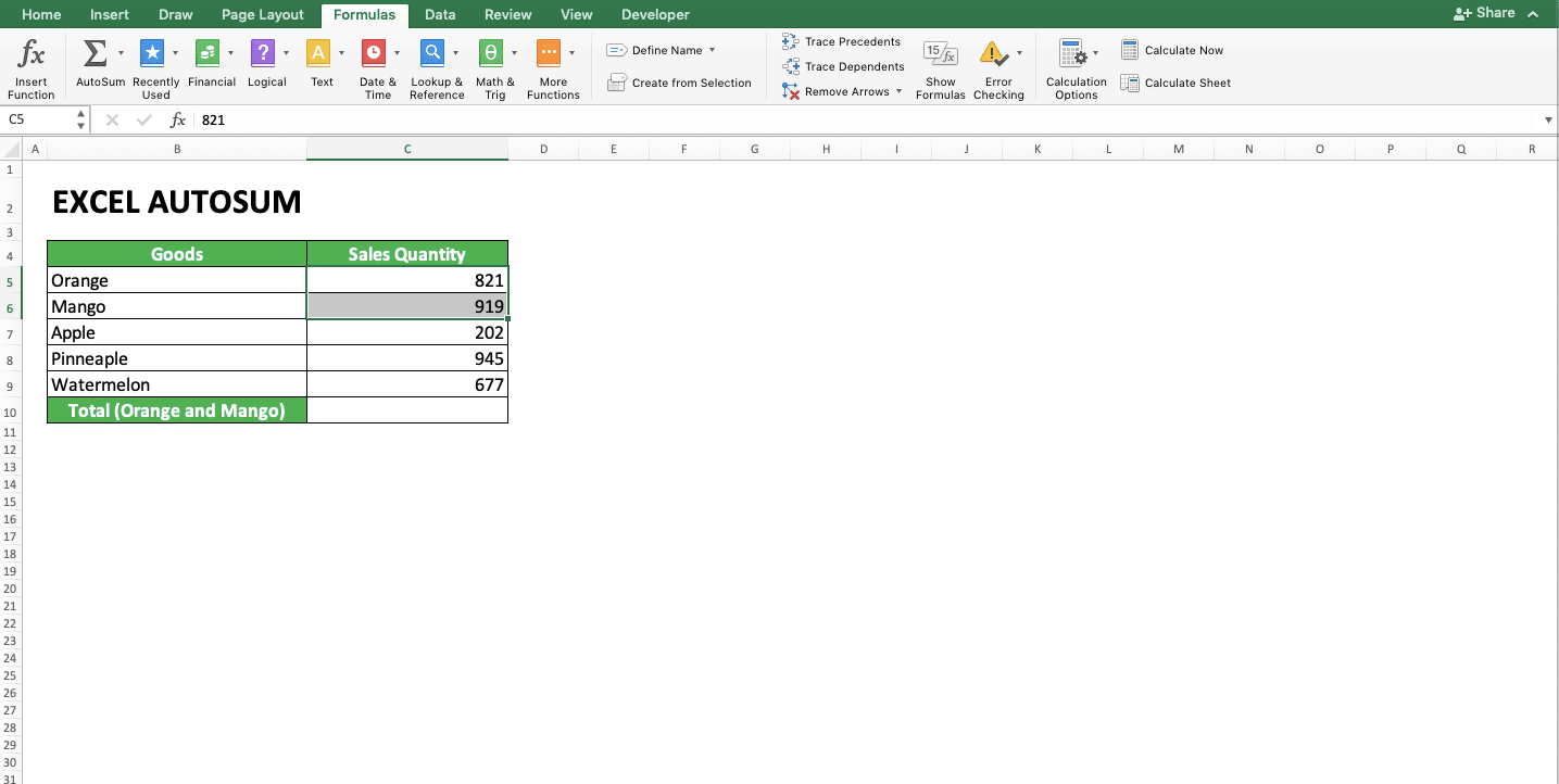 How to Use AutoSum in Excel and Its Usability - Screenshot of Tips for AutoSum 2-1