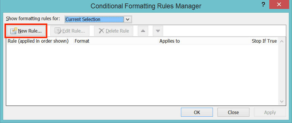 How to Calculate Age in Excel - Screenshot of the New Rule... Button Location in the Conditional Formatting Dialog Box