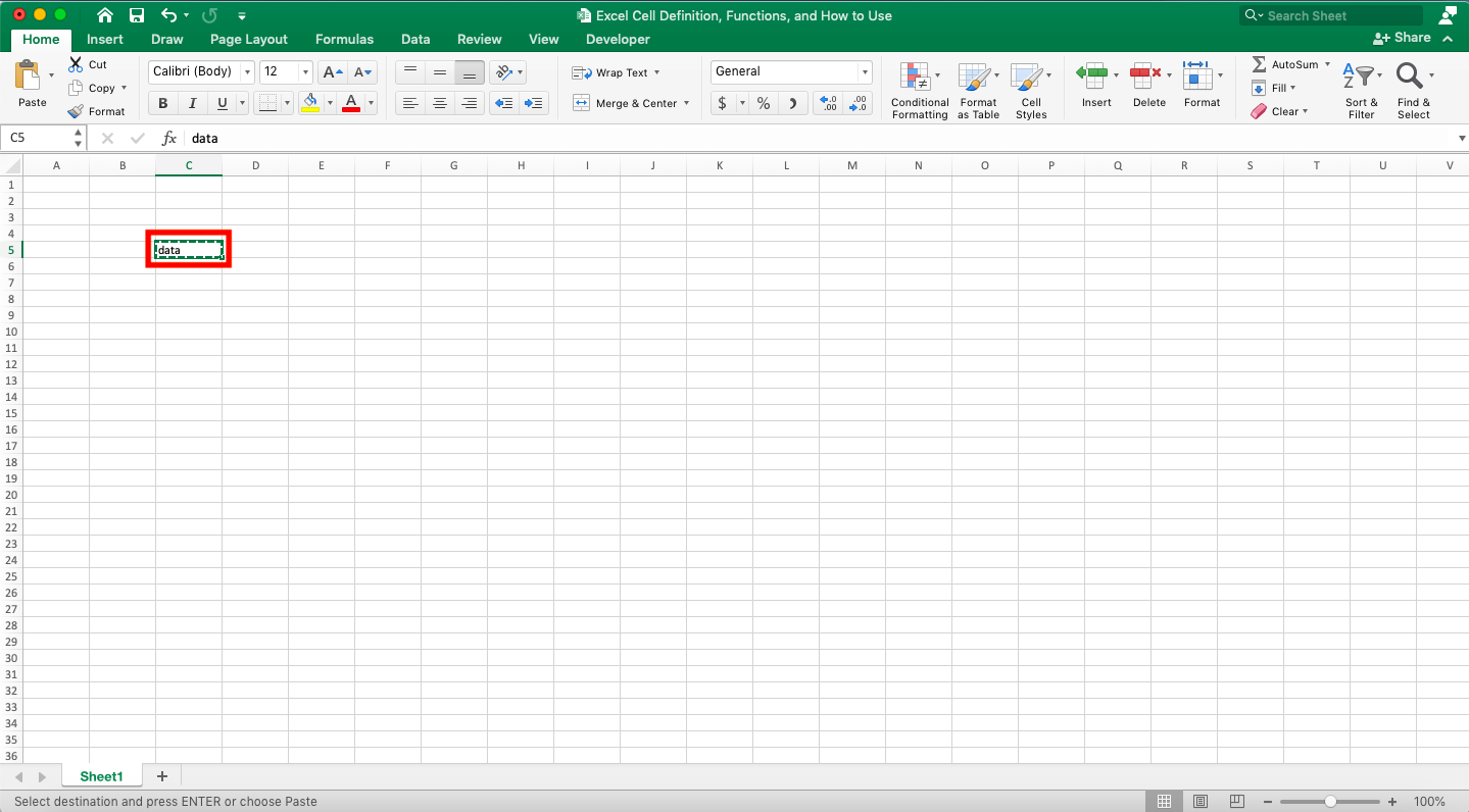 Excel Cell Definition, Functions, and How to Use - Screenshot of the Excel Mark for a Copied Cell