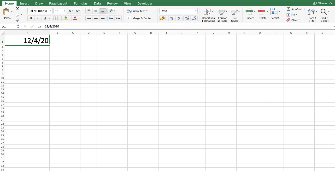 How to Change Date Format in Excel - Screenshot of Step 1-1
