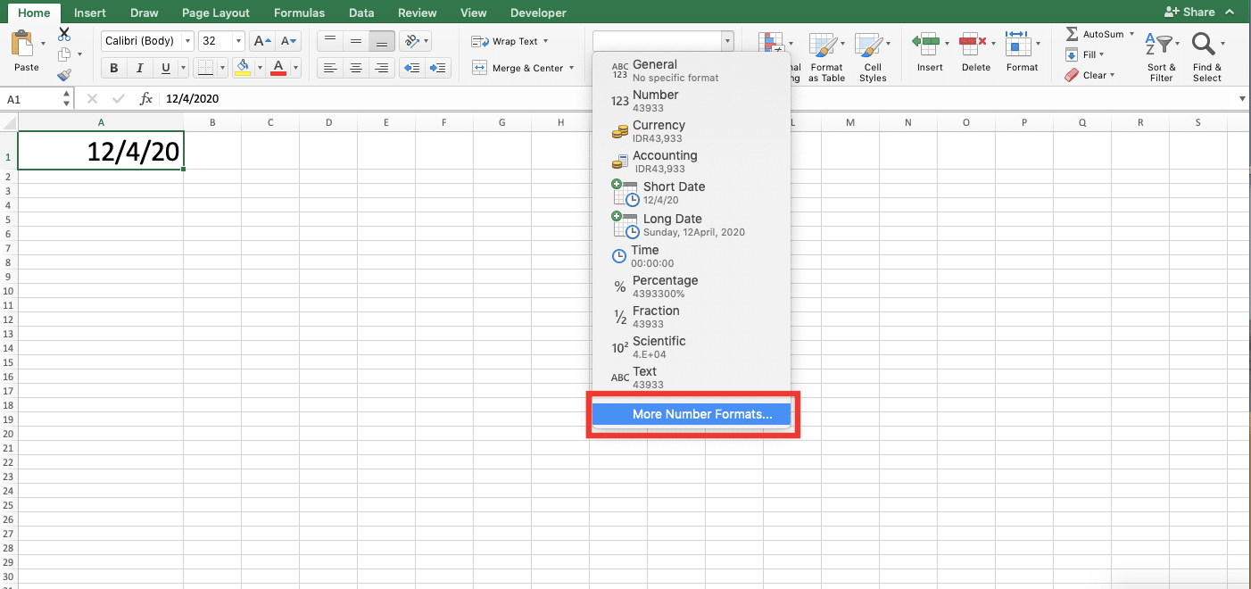 How to Change Date Format in Excel - Screenshot of Step 1-2-2