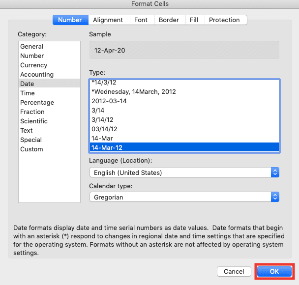 How to Change Date Format in Excel - Screenshot of Step 1-5