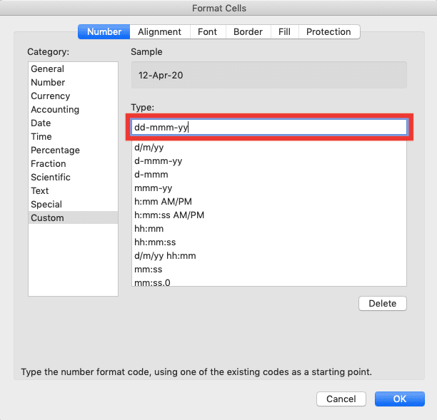 How to Change Date Format in Excel - Screenshot of Step 2-4