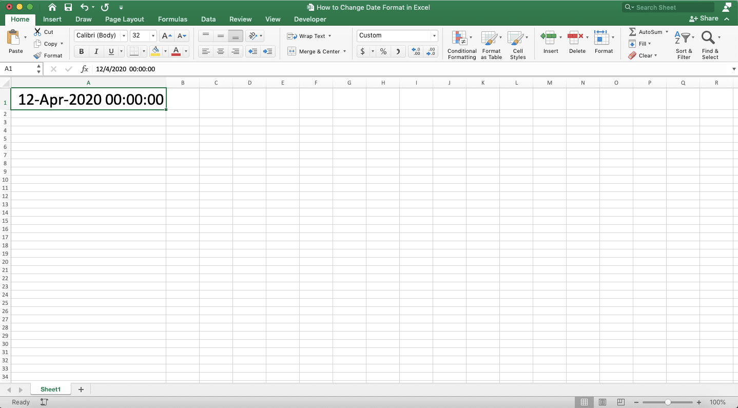 How to Change Date Format in Excel - Screenshot of the Result Example When We Implement the Date & Time Format to Our Data