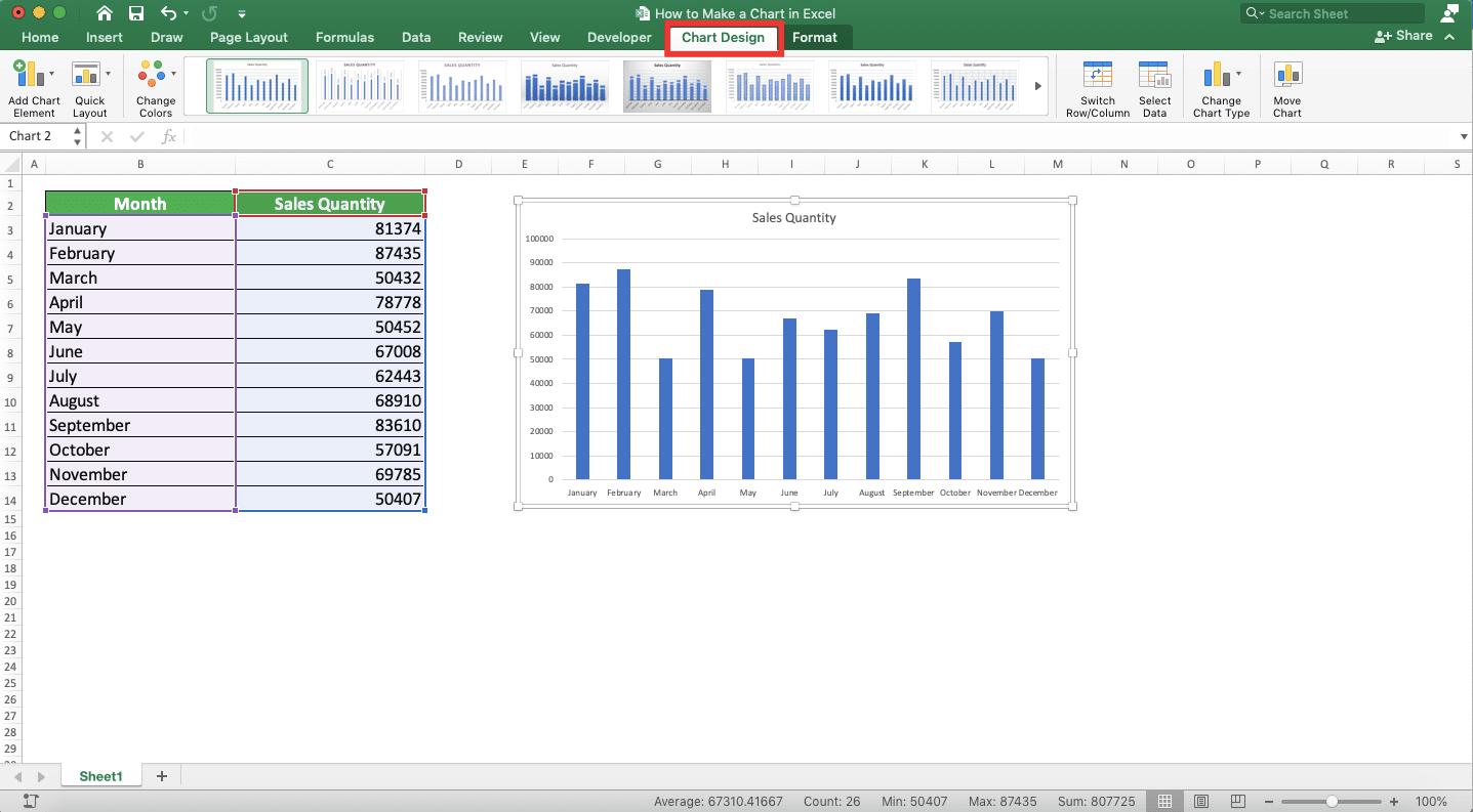 How to Make a Chart in Excel - Screenshot of Step 4