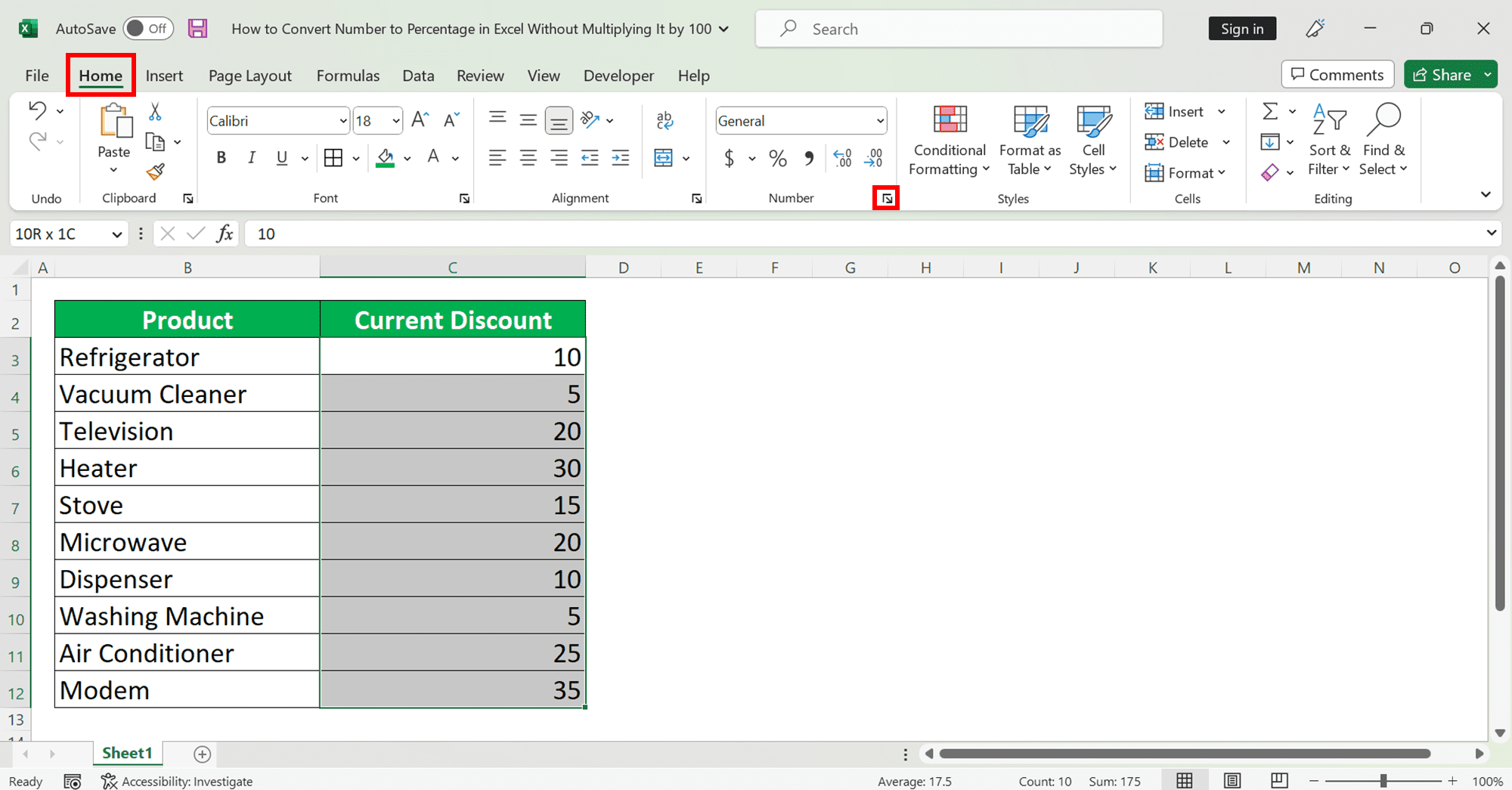 How to Convert Number to Percentage in Excel Without Multiplying It by 100 - Screenshot of How to Convert Number to Percentage in Excel Without Multiplying It by 100 with the Custom Format Method, Step 2