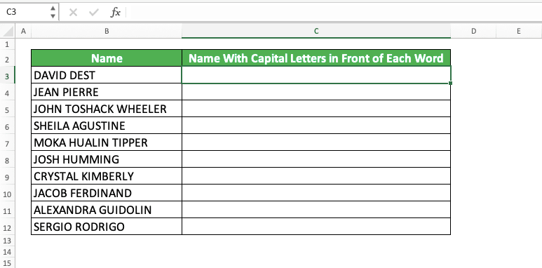 How to Use and the Function of Ctrl + E Excel - Screenshot of Step 1