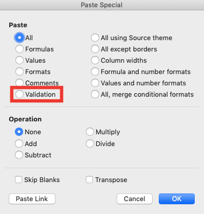 Data Validation in Excel: Functions and How to Use It - Screenshot of Copying Data Validation, Step 5
