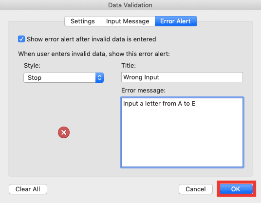 Data Validation in Excel: Functions and How to Use It - Screenshot of Creating Data Validation, Step 6