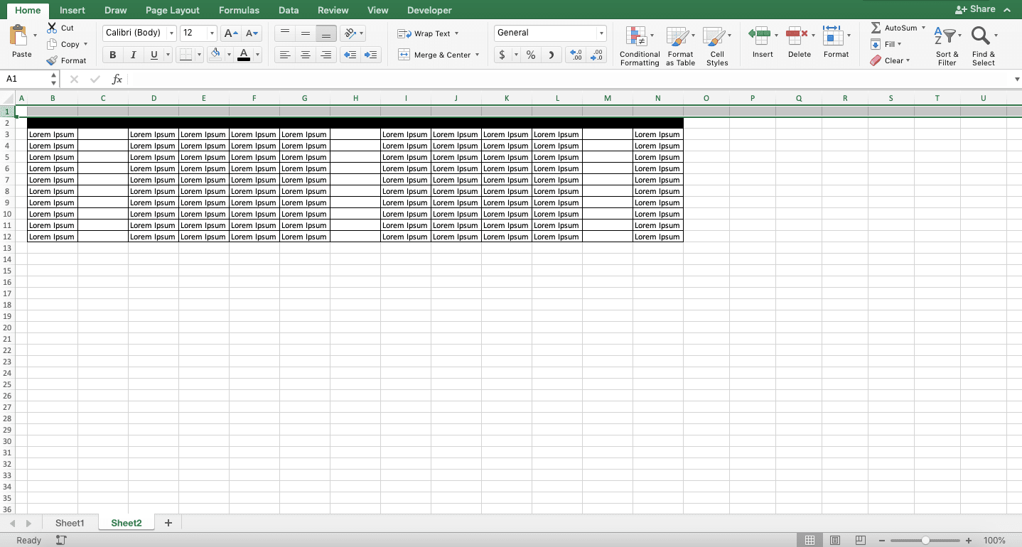 How to Delete Columns in Excel - Screenshot of Step 1, Deleting Blank Columns