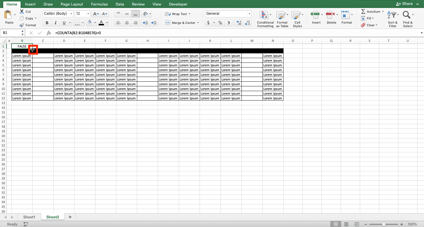 How to Delete Columns in Excel - Screenshot of Step 3-1, Deleting Blank Columns