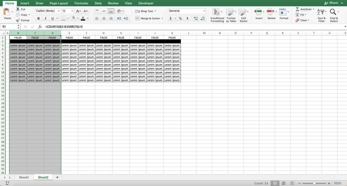 How to Delete Columns in Excel - Screenshot of Step 8, Deleting Blank Columns