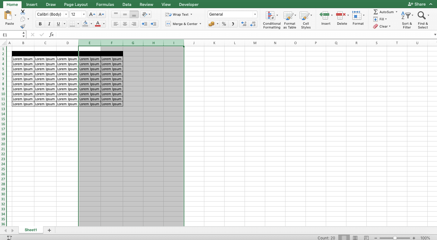 How to Delete Columns in Excel - Screenshot of Step 4, Shortcut Method