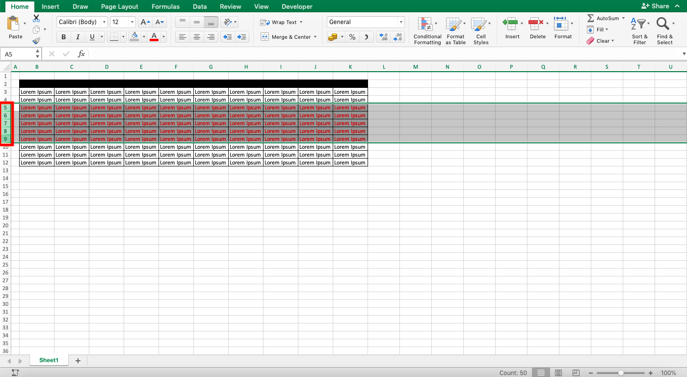 How to Delete Row in Excel - Screenshot of Step 2-1