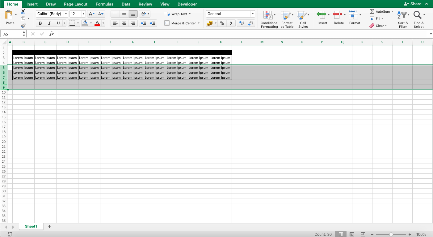 How to Delete Row in Excel - Screenshot of Step 2-3