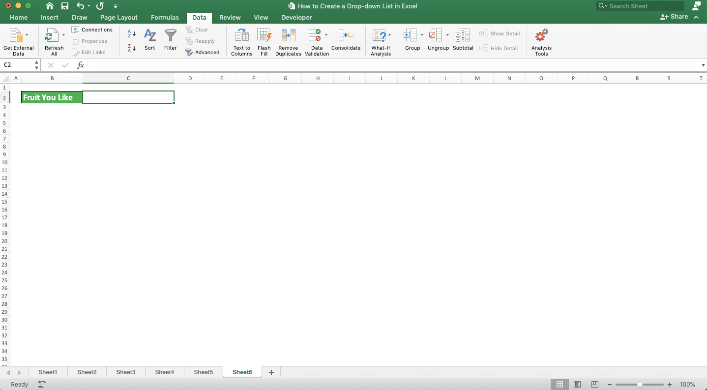 How to Create a Drop-down List in Excel - Screenshot of the Drop-down Removal Result Example