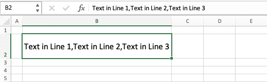 How to Enter and Make a New Line in an Excel Cell - Screenshot of New Line Marks Example in a Text for the Find & Replace Implementation to Make a New Line in an Excel Text