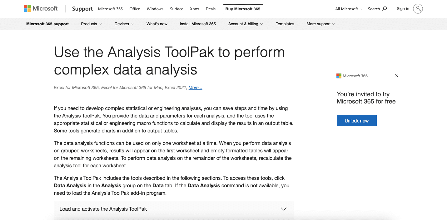 12 Best Excel Add-Ins of 2023 - Analysis Toolpak Screenshot