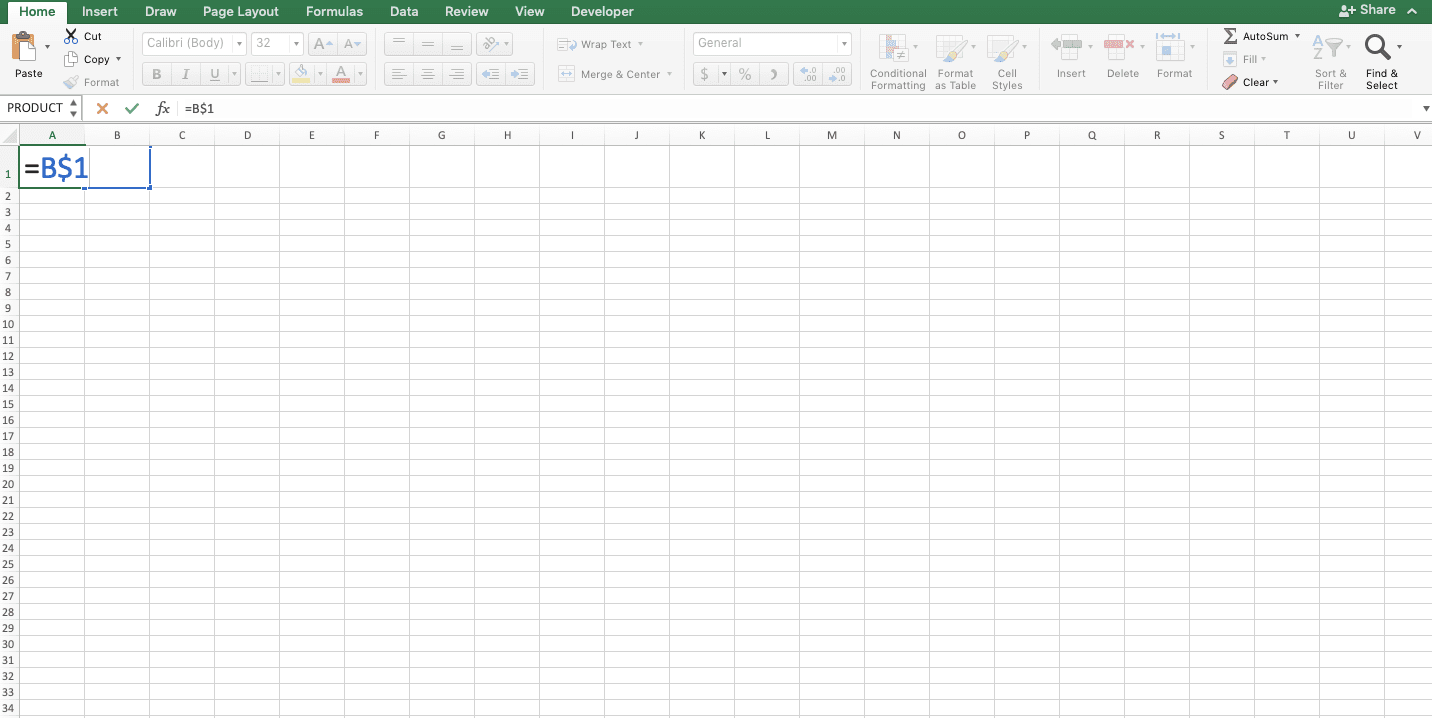 Using F4 Excel Shortcuts - Screenshot of The Example for the First F4 Function